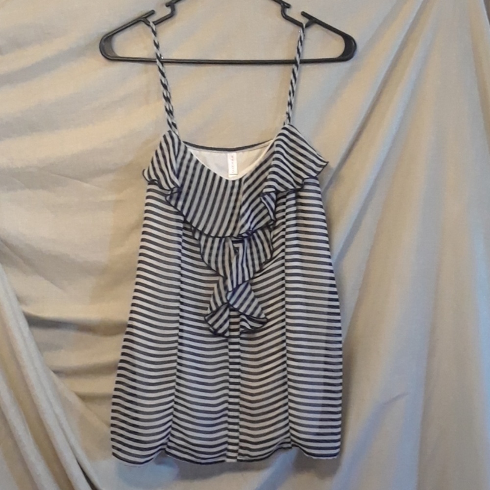 Xhilaration striped blue and white top